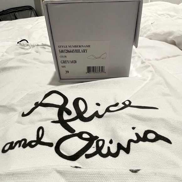 Alice + Olivia Grey Lambskin Leather D’Orsay Flats Snake skin embossed sz 39 - Picture 6 of 6